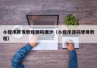 小程序开发教程源码潮汐（小程序源码使用教程）
